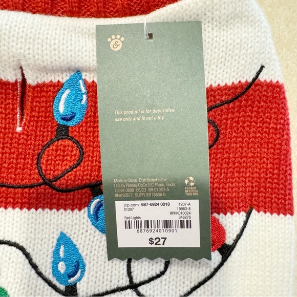 Pet Holiday Christmas Sweater Stripe Dog Cat Red White Small - Picture 4 of 4